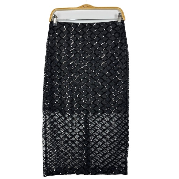 J. Crew Collection Black Lattice Sequin Pencil Skirt NWT - Picture 3 of 17